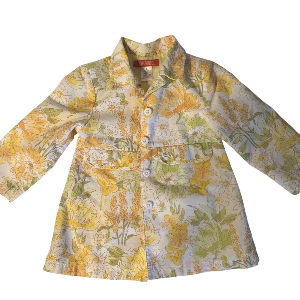 Gymboree Wildflower Fields Blazer Toddler Size 3 Yellow Floral Vintage‎ Style
